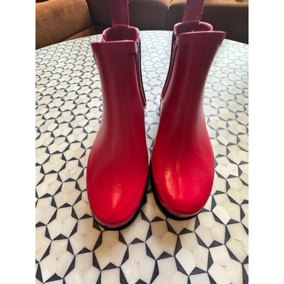 Polo Sport Ralph Lauren Red Rain Boots Size 7B Womens Slip-On Waterproof Chelsea - Picture 2 of 9